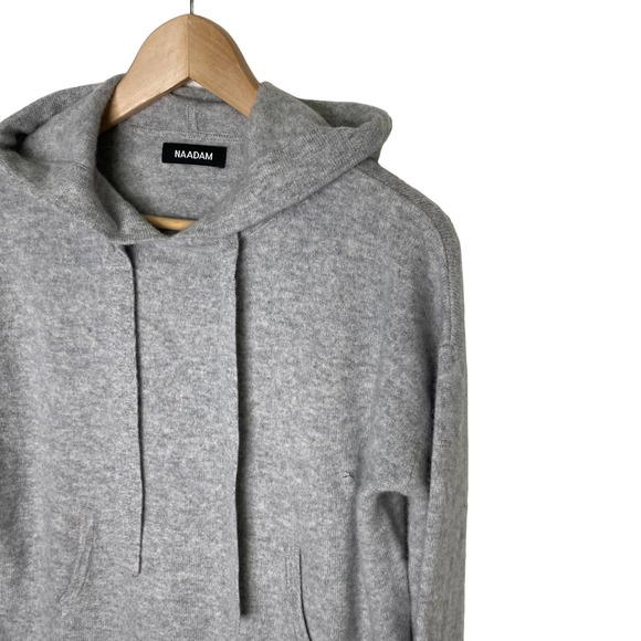 Naadam 100% Cashmere Hoodie Sweater Cropped Grey Cement Gray Hooded Crop size XS - Picture 2 of 5
